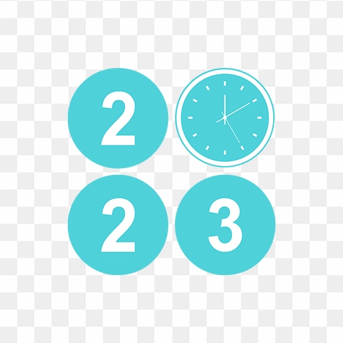 2023 with clock illustration png